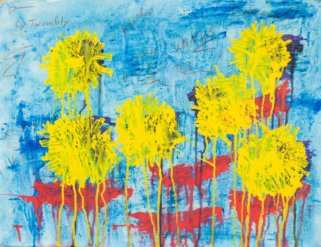 Cy Twombly American, 1928-2011 Oil on Canvas: Oil on canvas. Featuring abstract expressionist composition. Signed and attr. Cy Twombly (American, 1928-2011) on upper left corner. 17 x 22.3 in. (43 x 57 cm). Cy Twombly emerged in the 1950s, develo