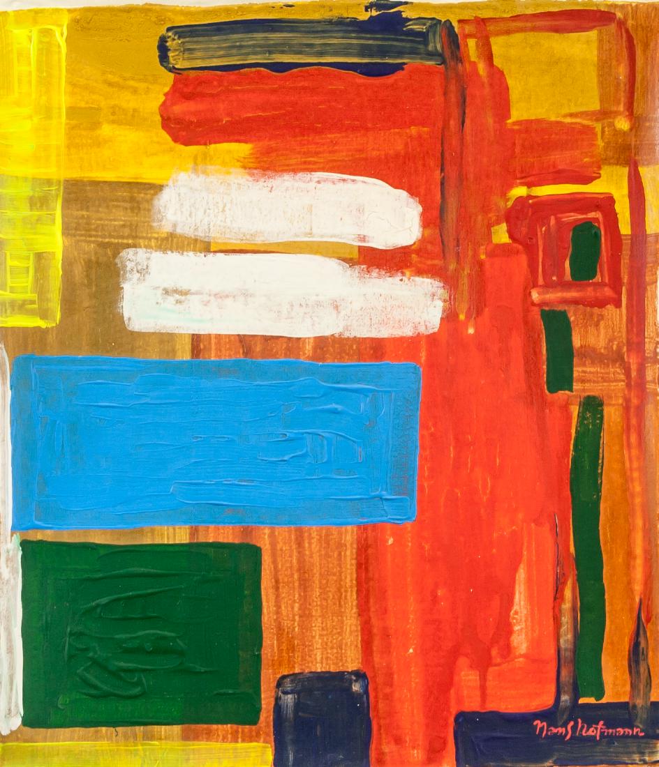 Hans Hofmann German-American 1880-1966 OOC: Oil on canvas. Signed and attr. Hans Hofmann (18 x 16 in (45.7 x 40.6 cm). Hans Hofmann began painting in Paris, where he worked alongside such titans of European Modernism as Pablo Picasso, Georges B