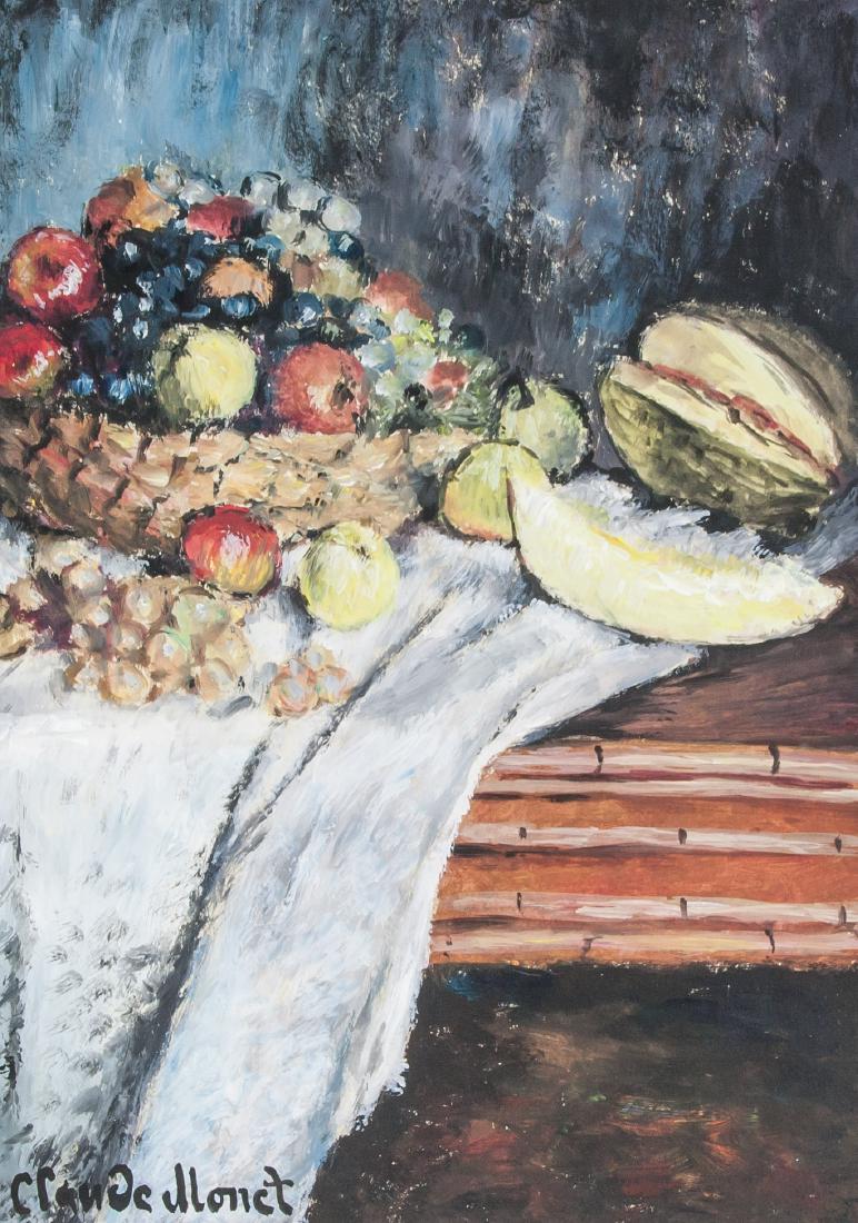 CLAUDE MONET French 1840-1926 Oil on Paper: Oil on paper. Featuring still life. Signed and attr. Claude Monet (French, 1840-1926). Stamped on verso, accompanied by certificate. 11.4 x 8 in. (28.9 x 20.4 cm). Claude Monet was the leader of the F