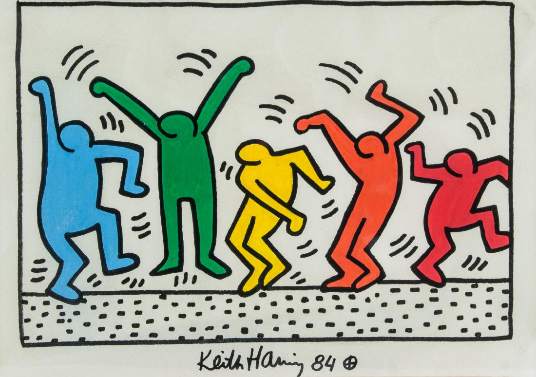 KEITH HARING American 1958-1990 Mixed Media (1 of 5)