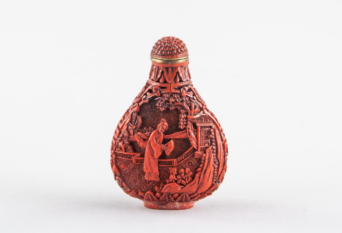 Chinese Lacquer Carved Snuff Bottle Beauties (1 of 6)