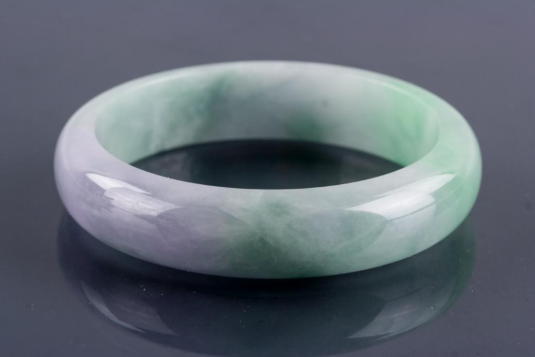 Burma Green and Lavender Jadeite Carved Bangle (1 of 3)