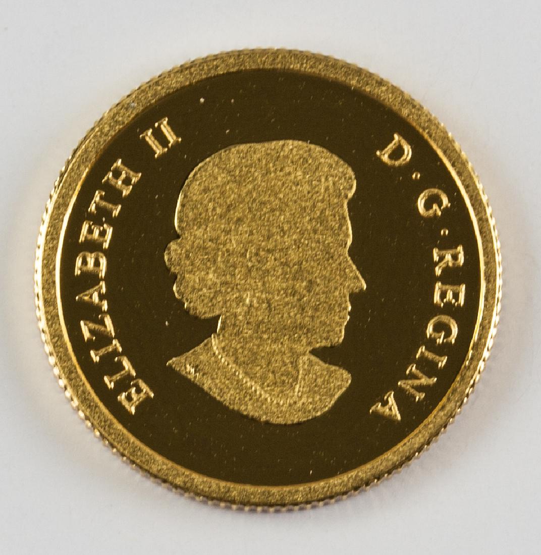 2014 RCM Issue .999 Fine Gold $5 Dollar Coin (COA): 2014 Royal Canadian Mint fine gold (.999) five dollar coin; the reverse design by Canadian artist Trevor Tennant presents a full-body portrait of a bull bison; the reverse is engraved with the word "C