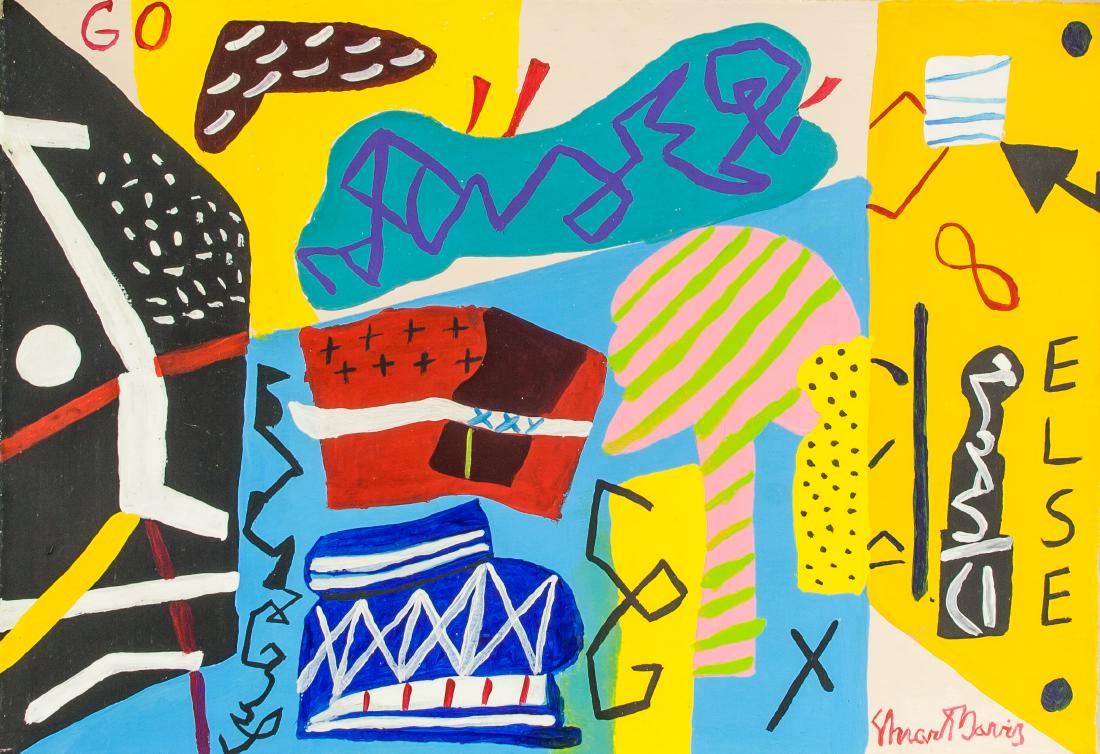 STUART DAVIS US 1892-1964 Oil on Canvas Abstract: Oil on canvas, featuring abstract theme artwork. Signed and attr. Stuart Davis (American, 1892-1964), on lower right margin. 11.8 x 16.9 inch (30 x 43 cm). The painterly abstraction of Sam Francis is