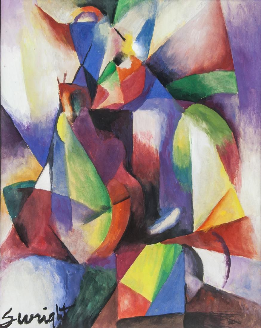 STANTON MACDONALD-WRIGHT US 1890-1973 Gouache: Gouache on paper, featuring abstract composition, signed and attr. Stanton MacDonald-Wright (American, 1890-1973) on the left lower corner, 9.4 x 7.5 in. (24 x 19 cm), Stanton MacDonald-Wright was an