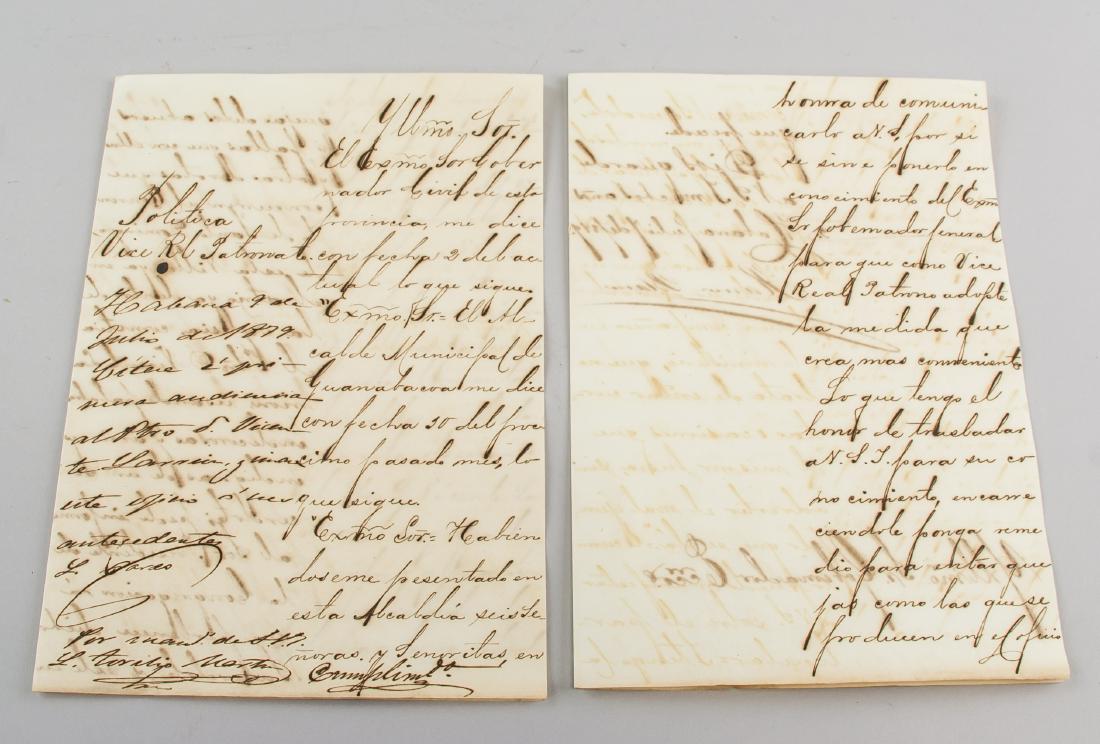 19th C. Cuban Report by Cuban Women Ramon Blanco: A 2-page 19th Century Cuban report, written in a neat cursive hand, 22 x 32 cm. The manuscript states the following, "The Capitain General of Cuba states that the mayor of Guanabacoa (near Havana) say
