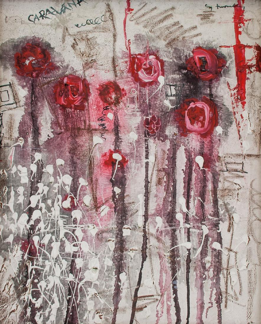 CY TWOMBLY American 1928-2011 Oil on Canvas: Oil on canvas. Featuring abstract expressionist composition. Signed and attr. Cy Twombly (American, 1928-2011) on the upper right corner. 56 x 46 cm (22 x 18.1 in). Cy Twombly emerged in the 1950s, de