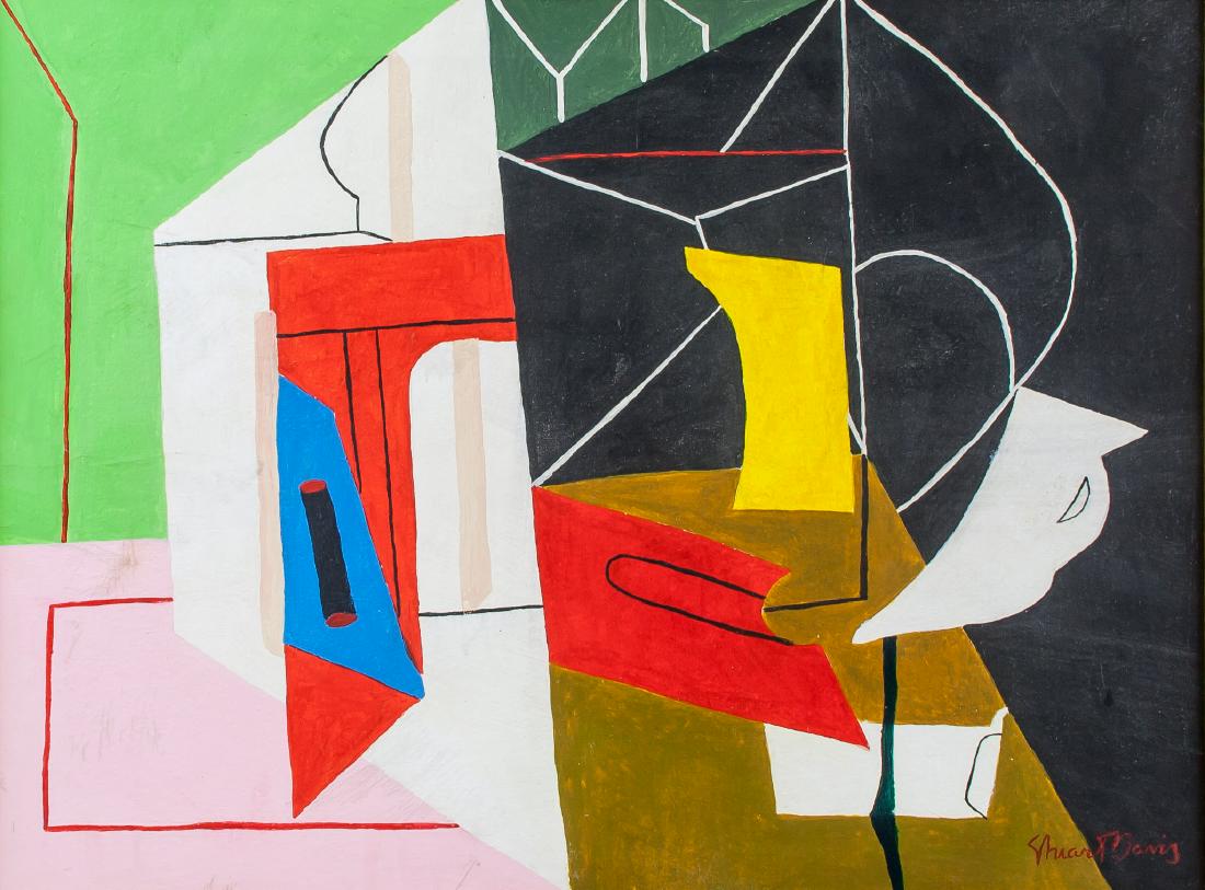 STUART DAVIS US 1892-1964 Oil on Canvas Abstract: Oil on canvas. Featuring abstract expressionist composition. Signed and attr. Stuart Davis (American, 1892-1964) on the lower right corner. 45 x 60 cm (17.7 x 23.6 inches). Stuart Davis was an America
