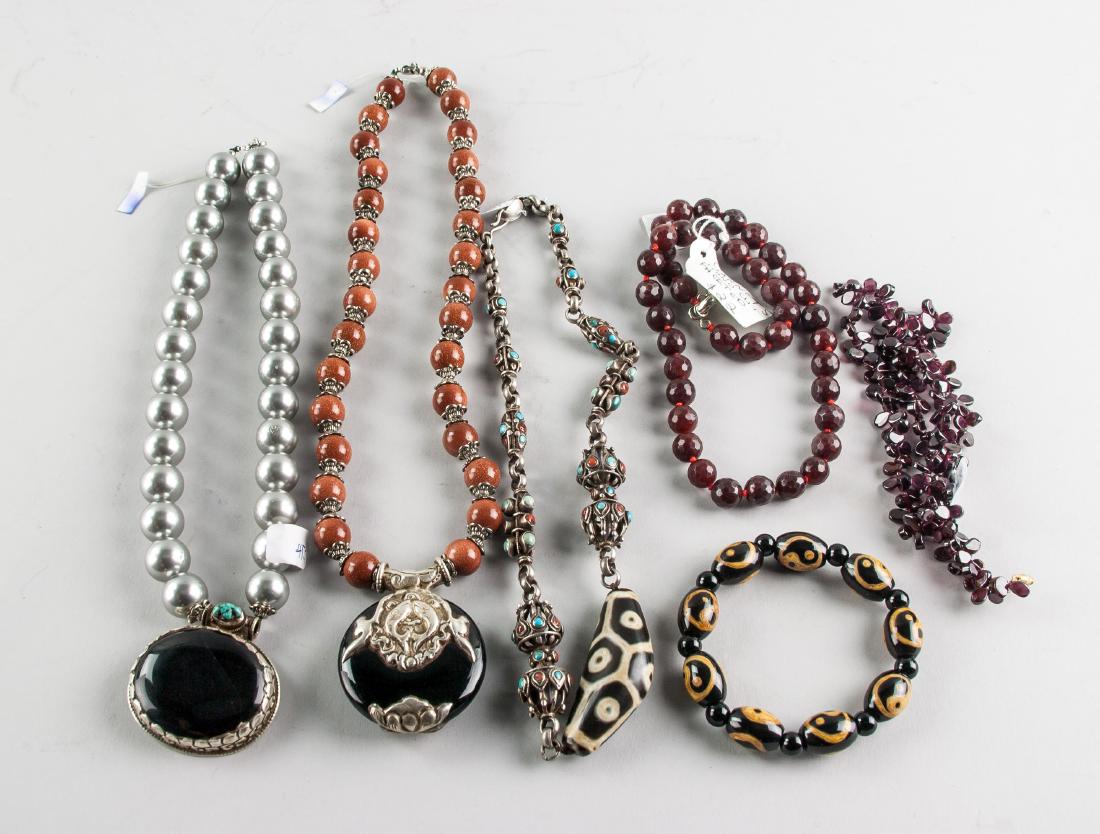 6 Assorted Chinese Stone Necklaces and Bracelet (1 of 3)