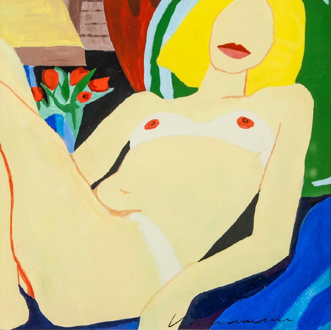 TOM WESSELMANN US 1931-2004 Mixed Media on Paper: Mixed media on paper, framed. Featuring stylistic nude. Signed and attr. Tom Wesselmann (American, 1931-2004) on the lower right corner. 19.5 x 19.5 cm (7.7 x 7.7 in). Tom Wesselmann was an American P