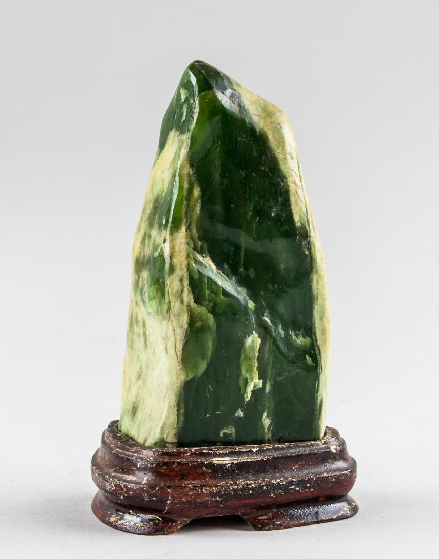 Chinese Green Jade Boulder with Wood Stand (1 of 6)