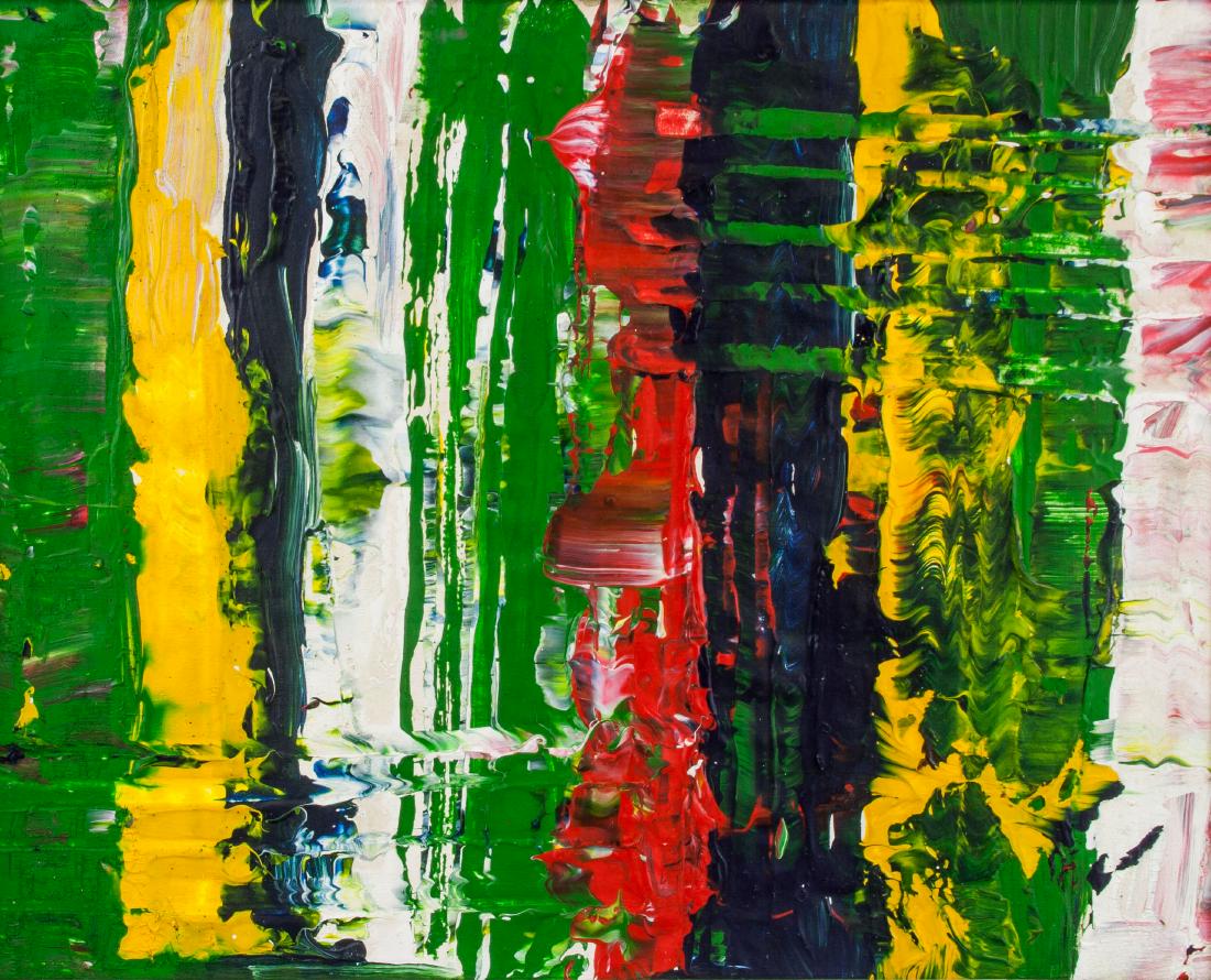 GERHARD RICHTER German b. 1932 Oil on Canvas: Oil on canvas. Featuring abstract composition. Signed and attr. Gerhard Richter (Germany, born 1932) on verso on the lower right corner. 40 x 50 cm (15.7 x 19.7 in.) Gerhard Richter is a contemporary
