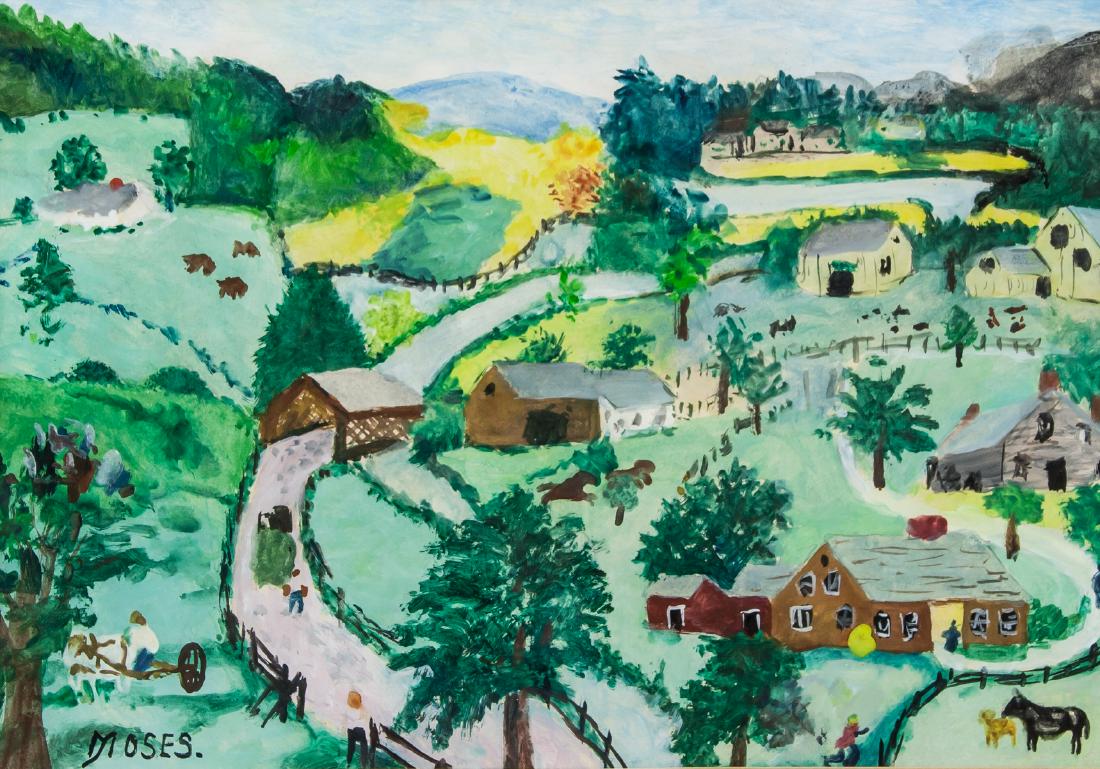 GRANDMA MOSES American 1860-1961 Tempera on Paper (1 of 6)