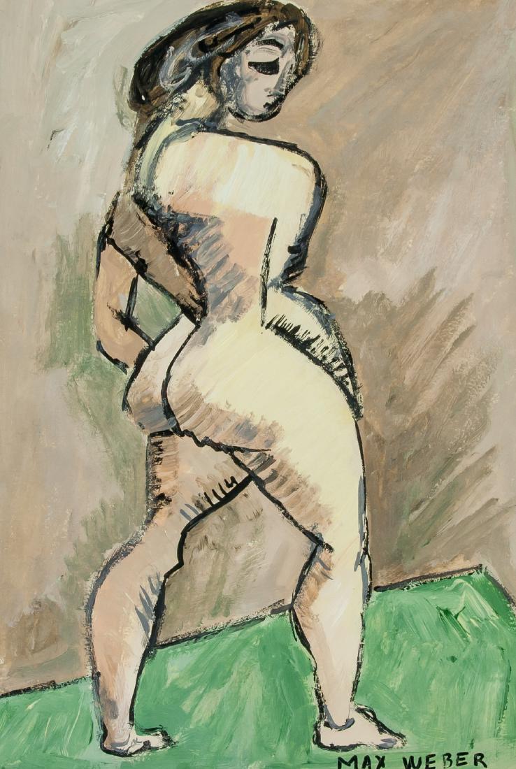 MAX WEBER American 1881-1961 Tempera on Paper: Tempera on paper, framed. Featuring a nude. Signed and attr. Max Weber (American, 1881-1961) on the lower margin. 27.5 x 19 cm (10.8 x 7.5 inches). Frame size: 47 x 40 cm (18.5 x 15.8 inches). Max Web