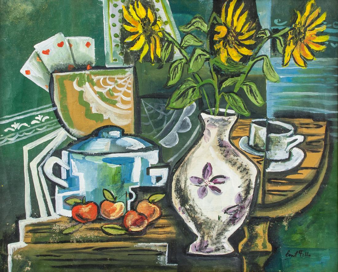 EMIL FILLA Czech 1882-1953 Oil on Canvas Cubist: Oil on canvas, framed. Featuring a cubist still life. Signed and attr. Emil Filla (Czech, 1882-1953) on the lower right corner. 47.5 x 58 cm (18.7 x 22.8 inches). Emil Filla was a Czech painter whose 