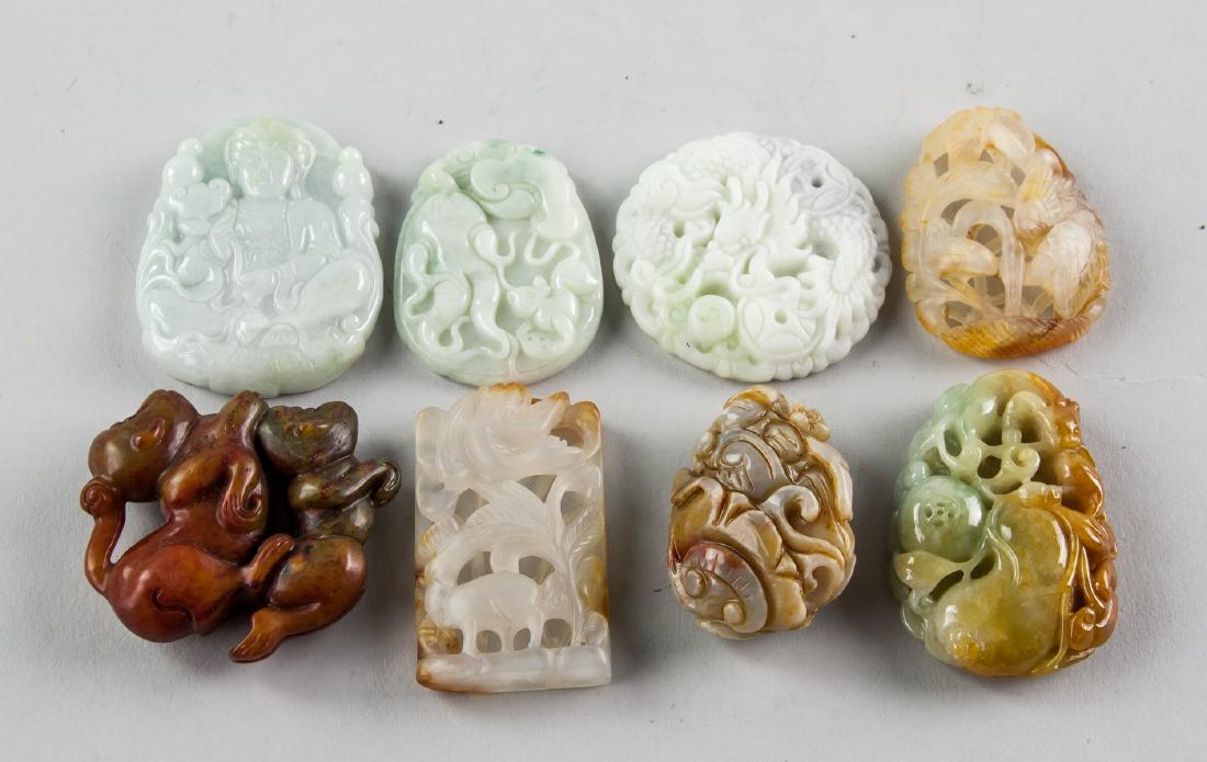 8 Assorted Chinese Hardstone and Nephrite Pendants (1 of 4)