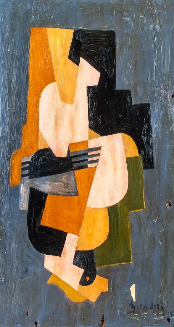 Attr. JACQUES LIPCHITZ French 1891-1973 Oil: Oil on wood. Featuring an abstract expressionist composition. Signed and attributed to Jacques Lipchitz (French, 1891-1973) on the lower right corner. Marked with gallery label and seal on verso. 42.5