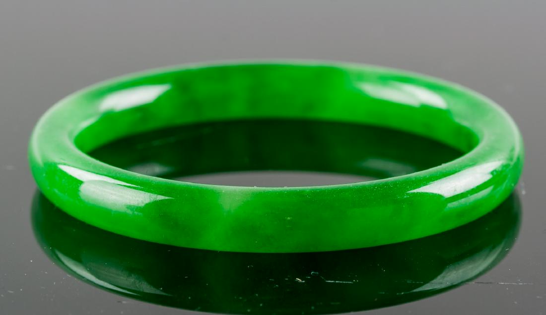 Burma Emerald Green Jadeite Carved Bangle (1 of 4)