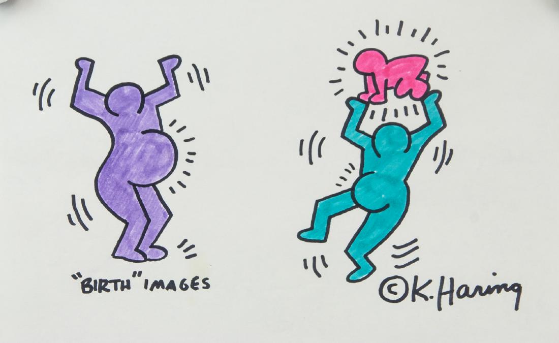 American Mixed Media on Paper Signed K. Haring (1 of 6)