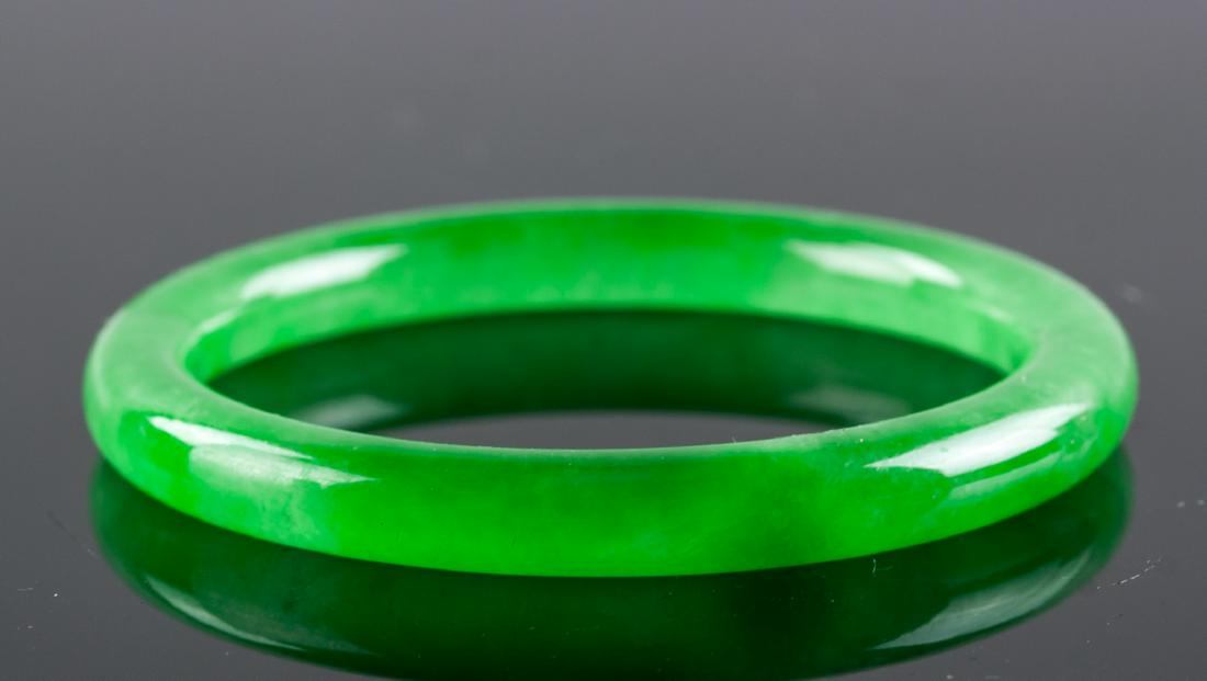 Burma Green Jadeite Carved Bangle (1 of 4)