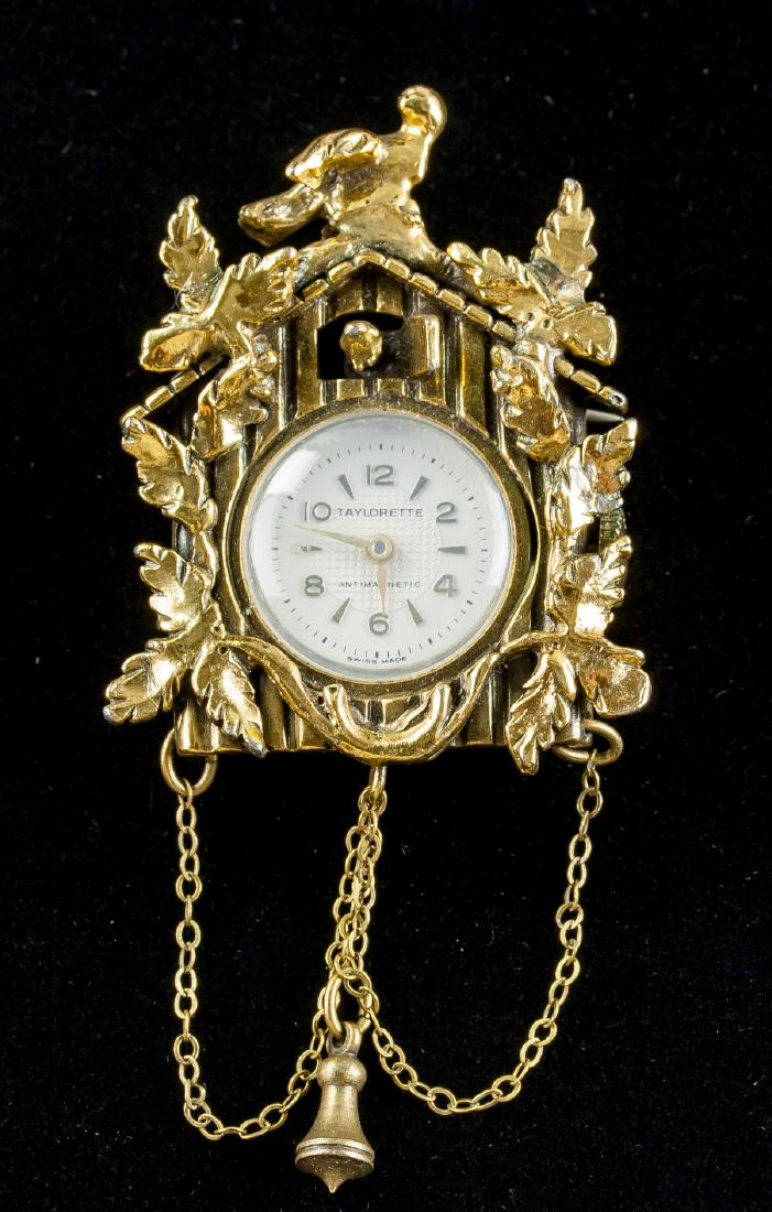 Vintage Taylorette Swiss Made Cuckoo Clock Brooch