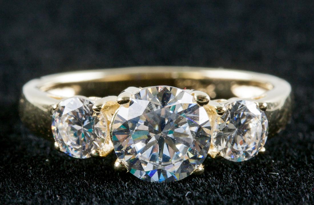 14k Gold White Three Stone Ring, Size 5 (1 of 4)