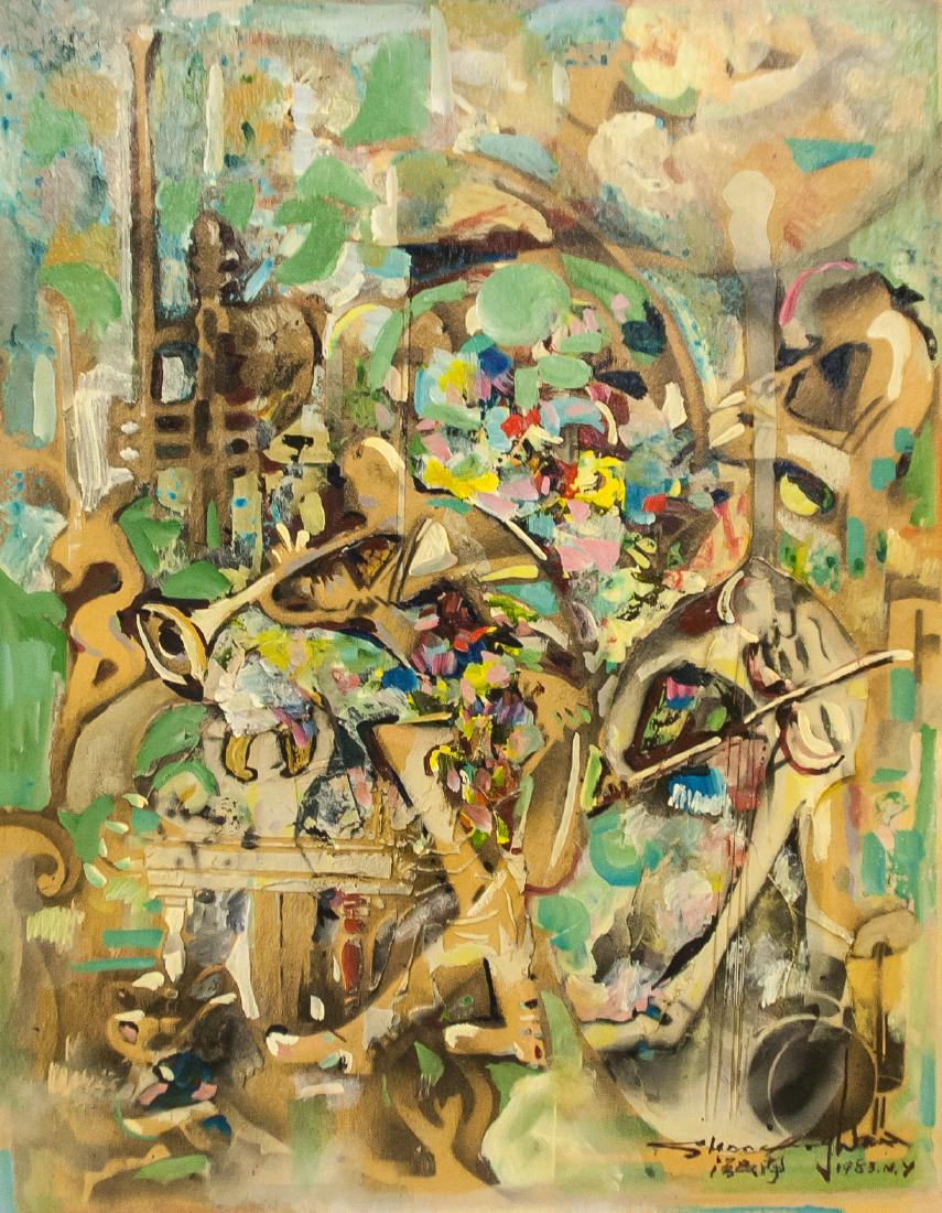 Shoo Ching Wan 20th Century Chinese Oil on Board (1 of 5)