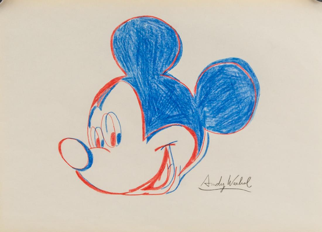 American Pop Art Crayon Mickey Signed Andy Warhol (1 of 5)