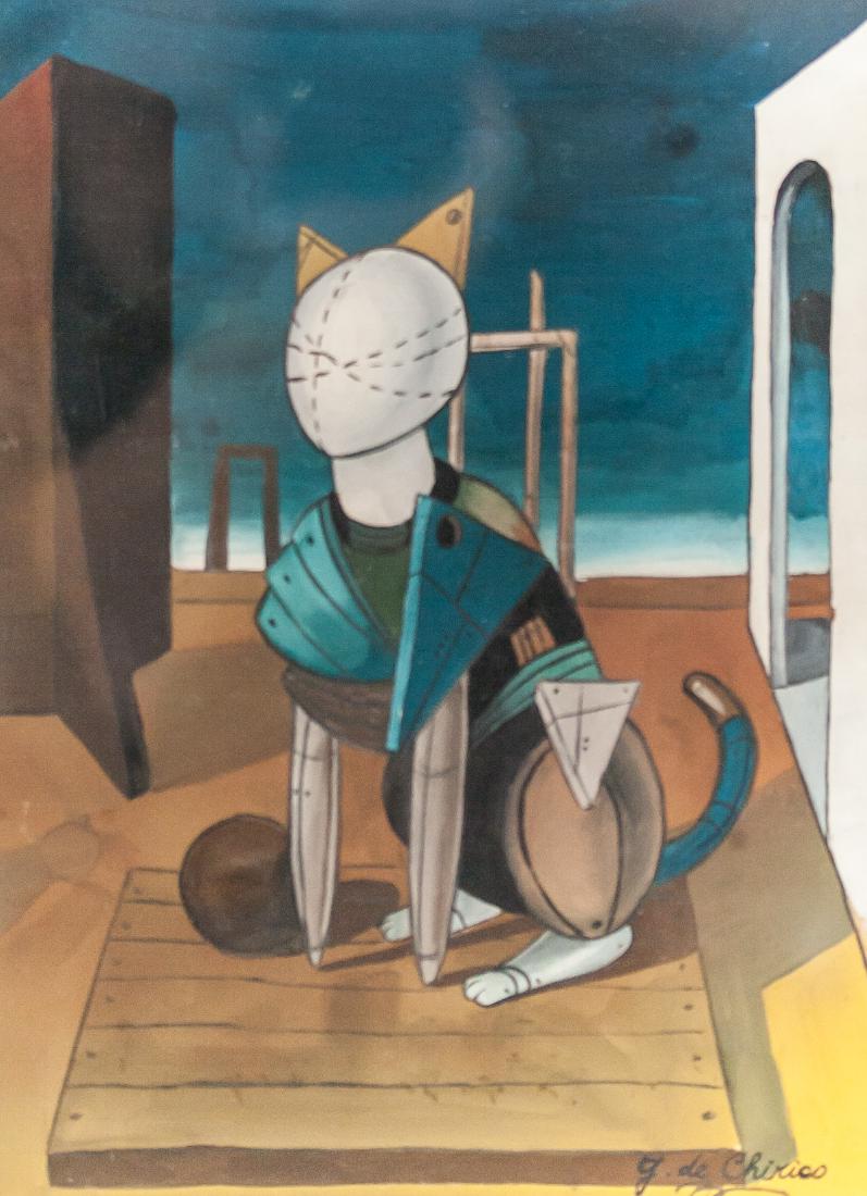 Italian Surrealist Gouache Signed G de Chirico (1 of 5)