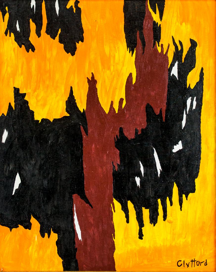 American Abstract Oil on Canvas Clyfford Still: Oil on canvas, stretched and framed. Featuring an abstract expressionist composition. Signed Clyfford on the lower right corner. Attributed to Clyfford Still (American, 1904-1980). 52 x 42 cm (20.5 x