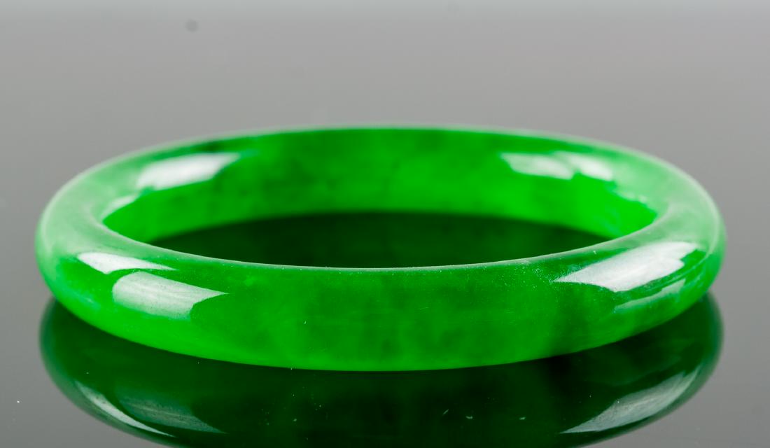 Burma Green Jadeite Carved Bangle (1 of 4)