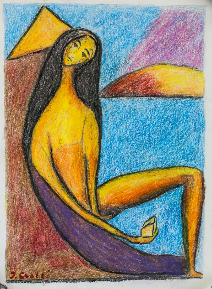 Jean Crotti French Fauvist Pastel on Paper: Pastel on paper. Featuring a cubist portrait. Signed J. CROTTI on the lower left corner. Attributed to Jean Crotti (French, 1878-1958). 27 x 20.5 cm (10.6 x 8.1 inches). PROVENANCE: Southern Ontario e