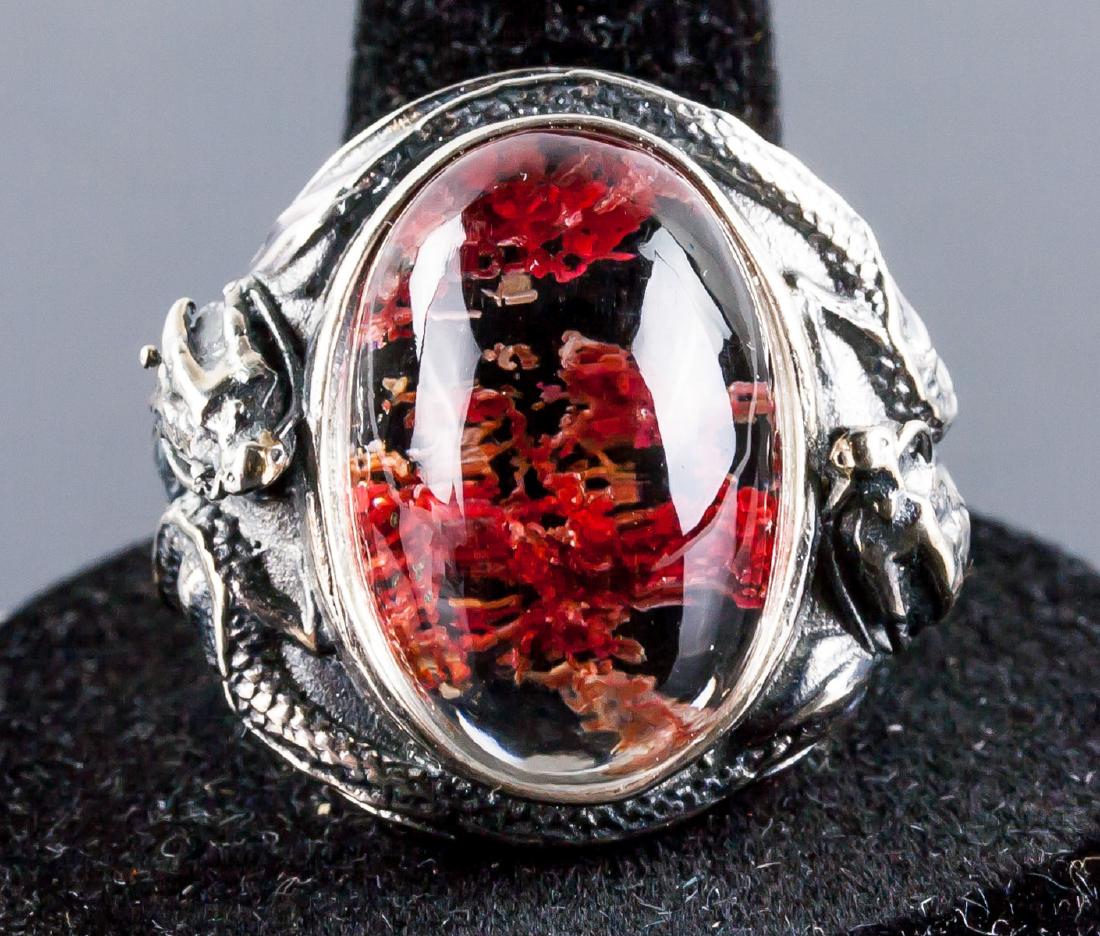 Chinese Silver Crystal Doulbe Dragon Ring (1 of 8)