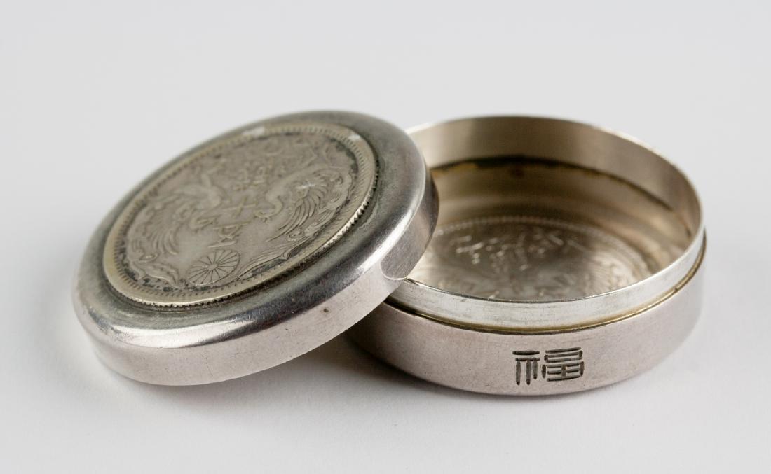Japanese Silver Coin Case w/ Two Coins (1 of 9)