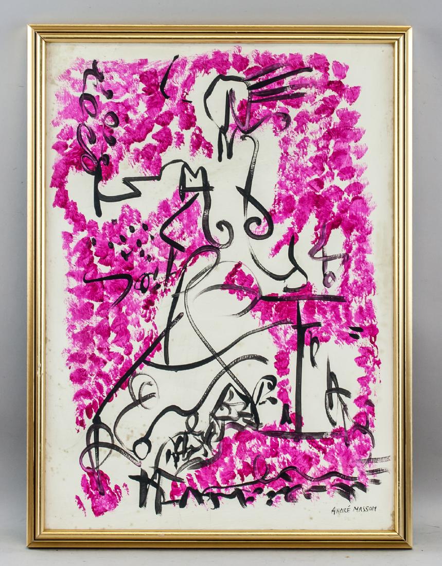 Andre Masson French Surrealist Oil on Canvas: Oil on canvas, framed. Featuring a portrait sketch of nude. Signed ANDRE MASSON (1896-1987, French) on the lower right corner. 55.5 x 39.5 cm (21.9 x 15.6 inches). Frame size: 60 x 44 cm (23.6 x 17.3 