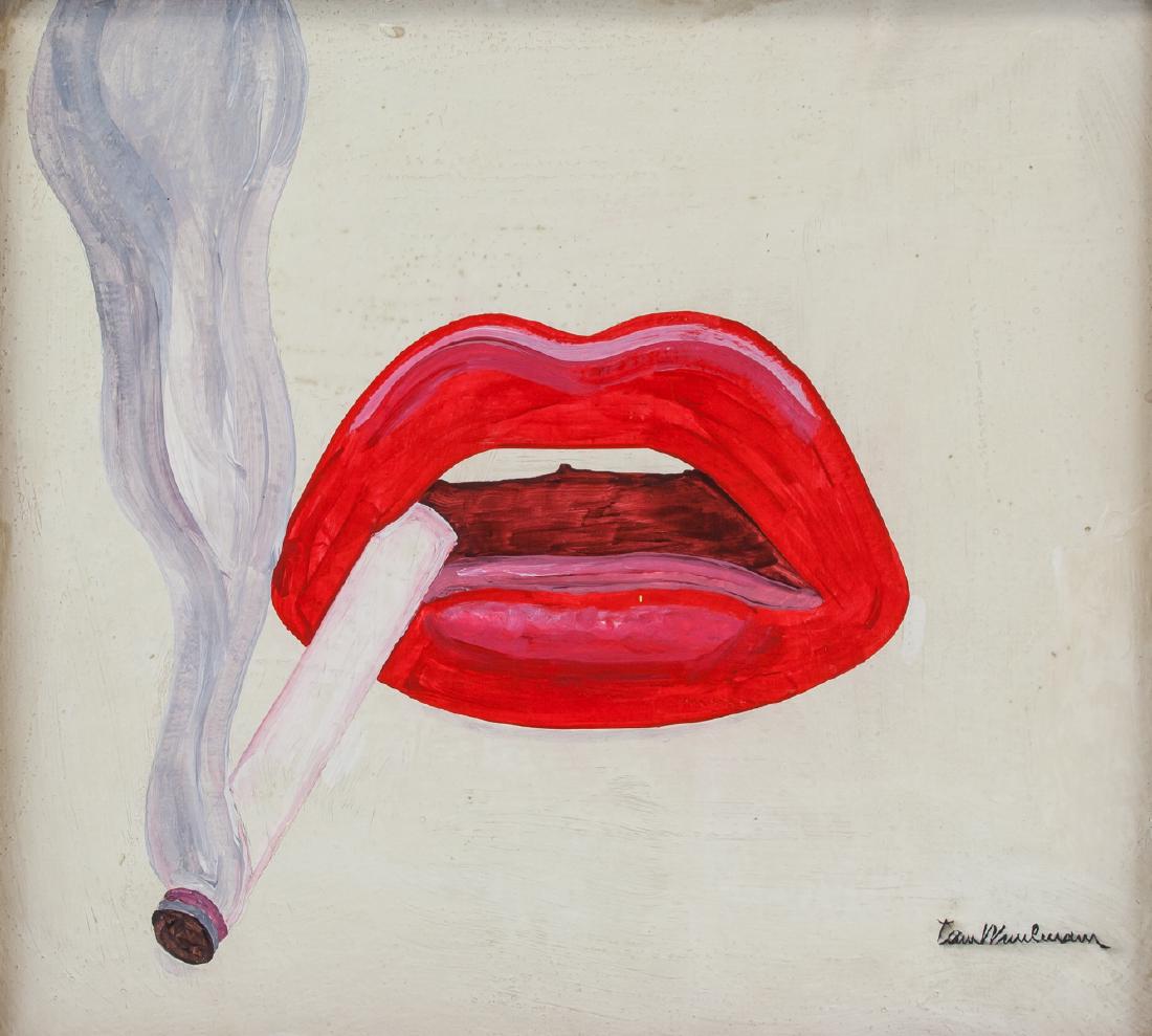 American Pop Art Oil on Canvas Signed Illegibly (1 of 5)