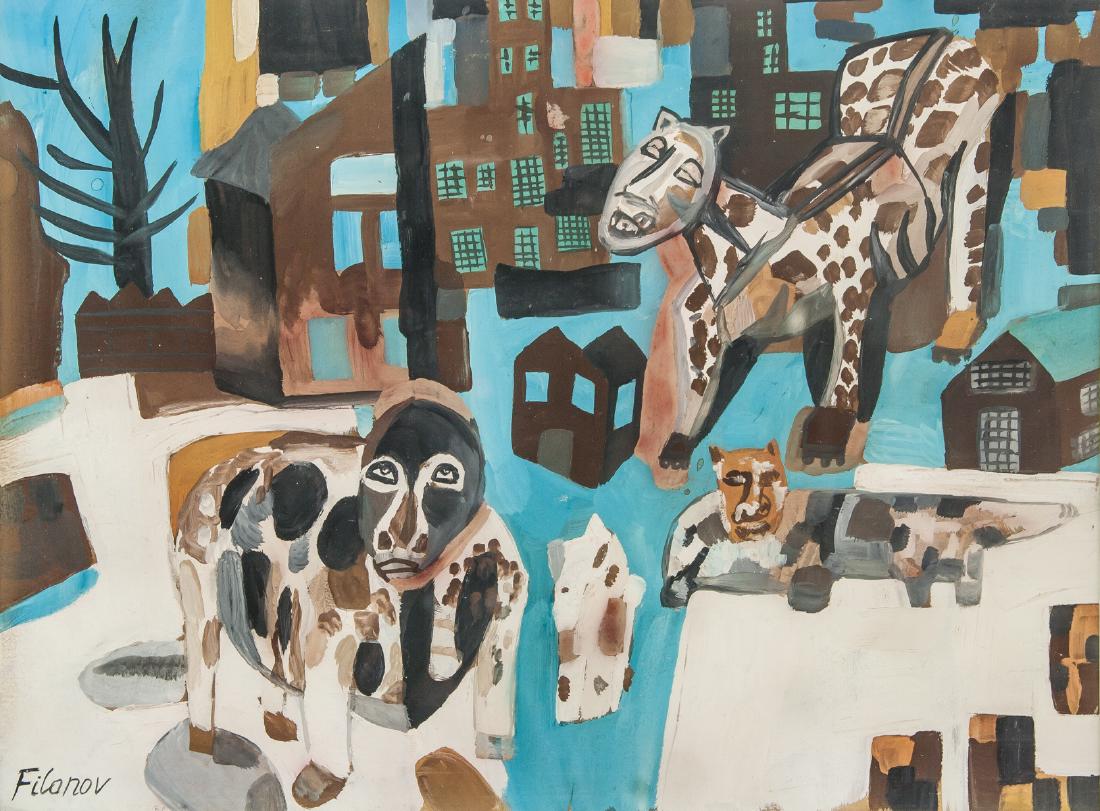 Pavel Filonov Russian Realist Gouache on Paper (1 of 5)