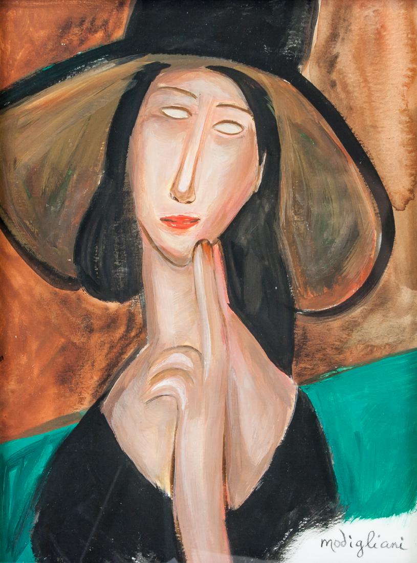 Amedeo Modigliani Italian Fauvist Gouache/Paper (1 of 5)