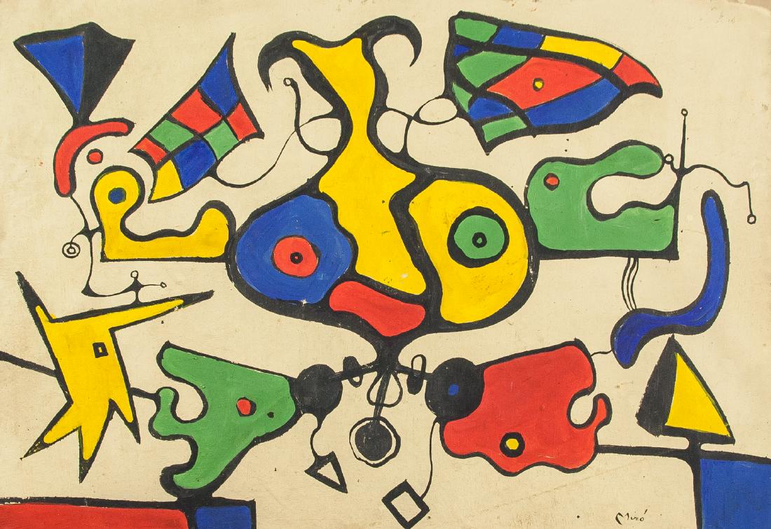 Joan Miro Spanish Surrealist Oil on Canvas (1 of 8)