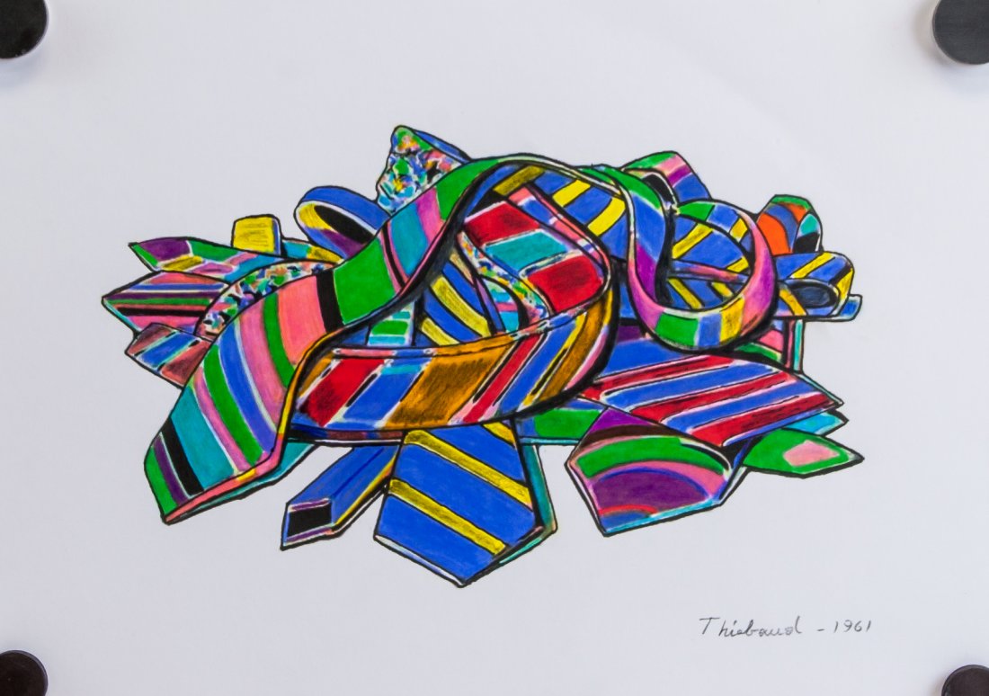 American Pop Art Marker on Paper Signed Illegibly: Marker on paper, featuring pile of ties. Signed illegibly and inscribed 1961 on the lower right corner. 21 x 29.5 cm (8.3 x 11.6 inches). PROVENANCE: Upper New York estate