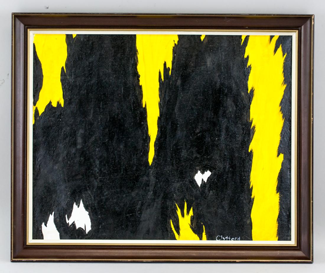 Clyfford Still American Abstract Oil on Canvas: Oil on canvas, stretched and framed. Featuring an abstract expressionist composition. Signed Clyfford on the lower right corner. Attributed to Clyfford Still (1904-1980, American). 40 x 51 cm (15.7 x