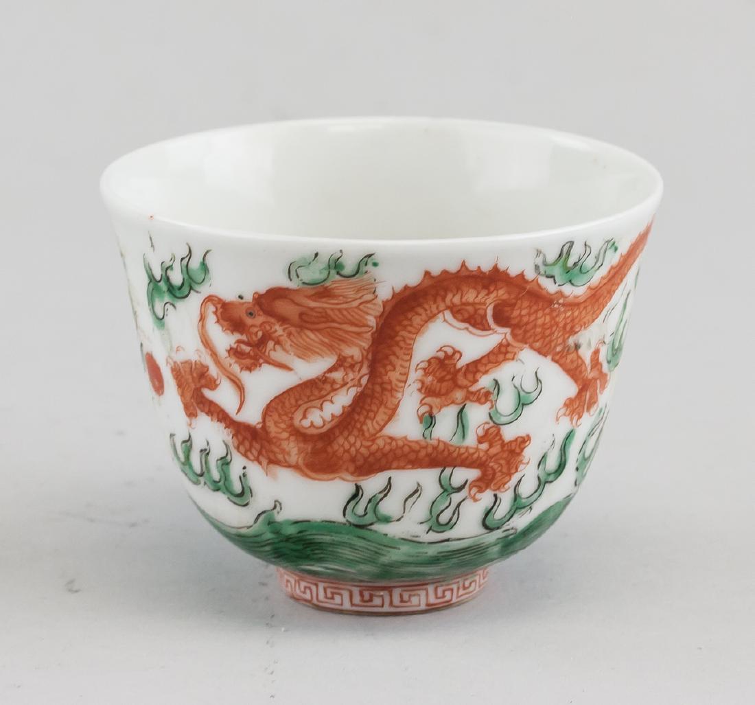 Chinese Famille Verte Porcelain Dragon Cup Tongzhi (1 of 4)