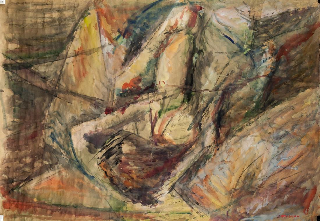 Andre Masson French Modernist Watercolor on Paper: Watercolor on paper. Featuring a modernist nude portrait. Signed a. masson on the lower right corner. Attributed to Andre Masson (1896-1987, French). 70 x 100.5 cm (27.6 x 39.6 inches). PROVENANCE: So