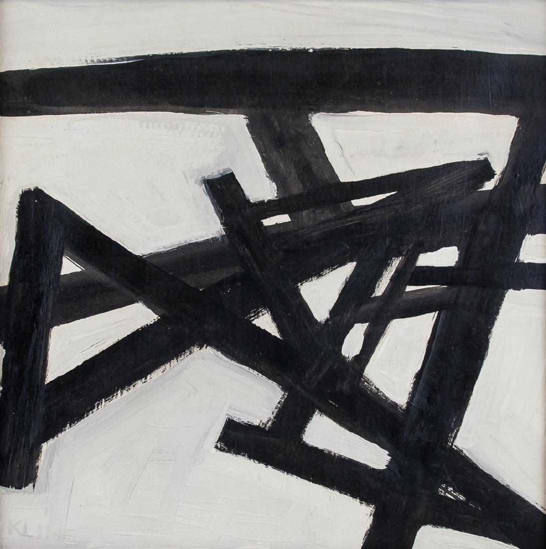 Franz Kline American Abstract Oil on Canvas: Oil on canvas, framed. Featuring an abstract expressionist composition. Signed KLINE on the lower left corner. Attributed to Franz Kline (1910-1962, American). 47 x 46 cm (18.5 x 18.1 inches). Framed
