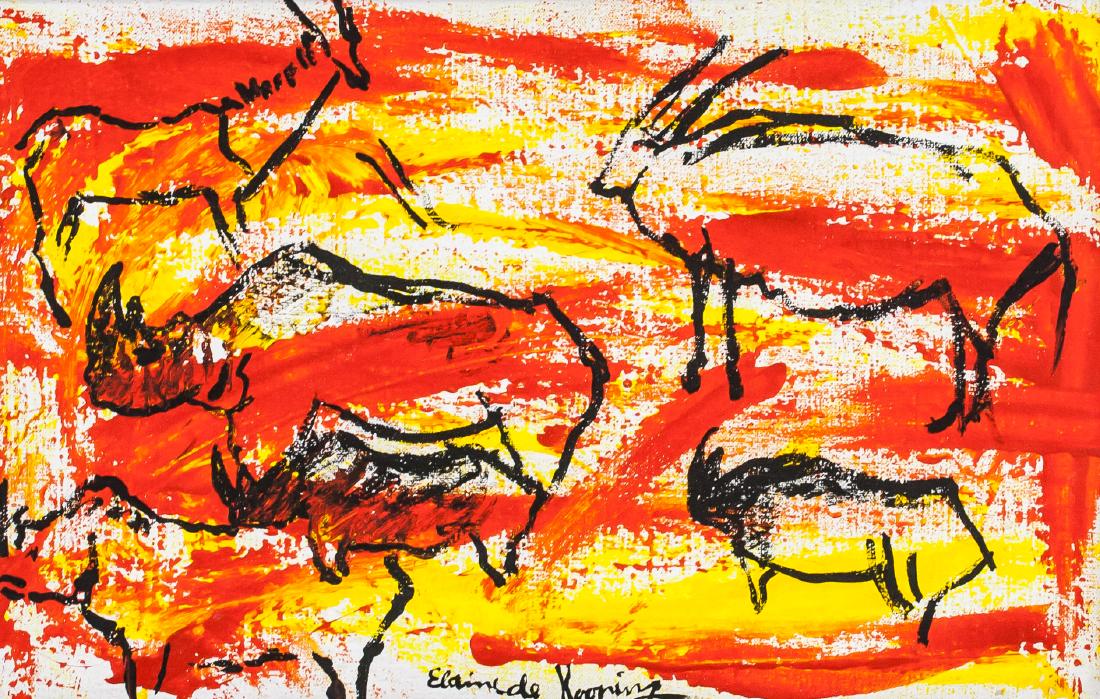 Elaine de Kooning American Abstract Oil on Canvas: Oil on canvas, framed. Featuring an abstract expressionist composition. Signed Elaine de Kooning on the lower edge. Attributed to Elaine de Kooning (1918-1989, American). 35 x 54 cm (13.75 x 21.25 in)