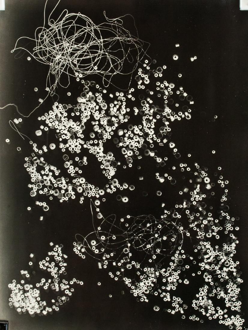 Theodore J. Roszak US-Polish Photogram on Paper: Photogram on paper. Featuring abstract composition. Inscribed Theodore Roszak on verso. Attributed to Theodore Roszak (1907-1981). 23 x 18 cm (9.1 x 7.1 inches) Sculptor, lithographer, and painter The