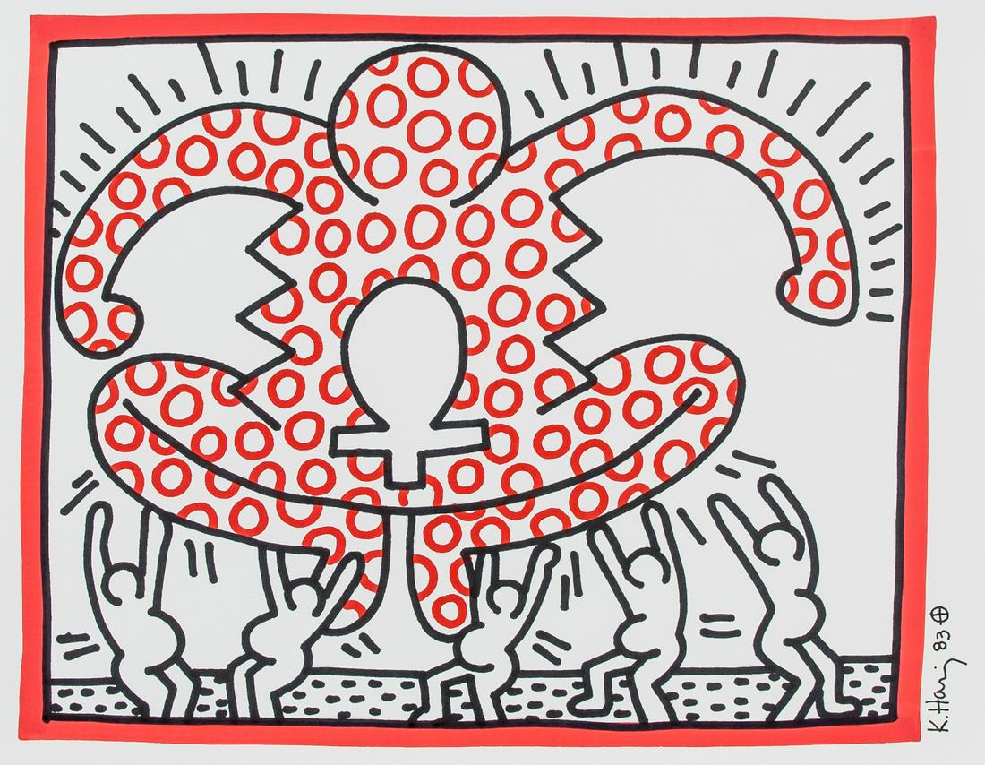 Keith Haring US Pop Art Marker on Paper Figures (1 of 5)