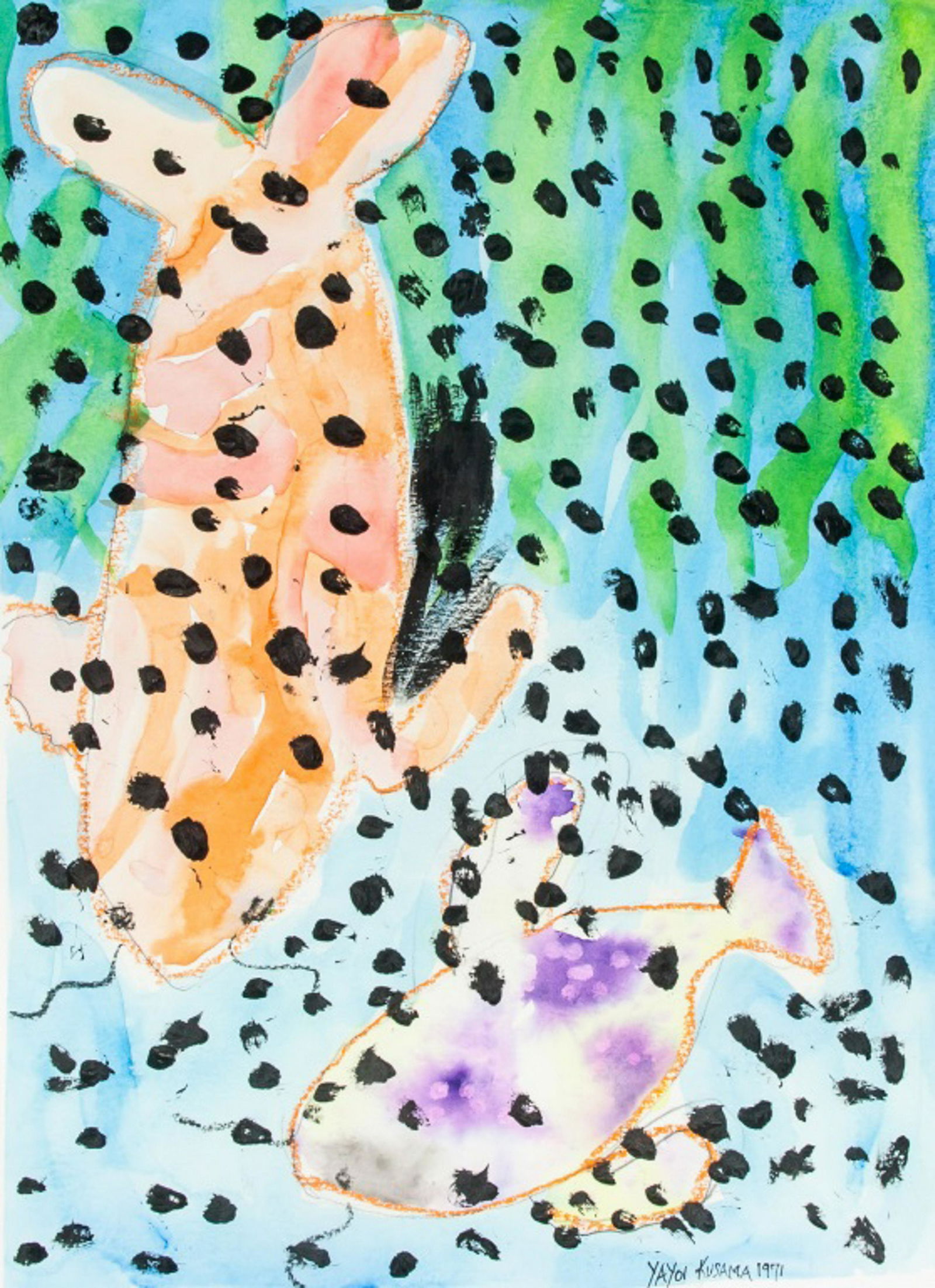 Japanese Mixed Media on Paper Yayoi Kusama b. 1929 (1 of 5)