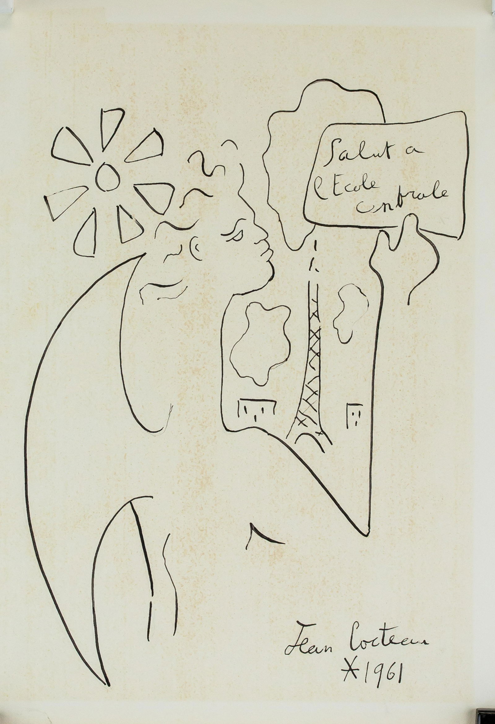 Jean Cocteau French Modernist Ink on Paper 1961 (1 of 6)