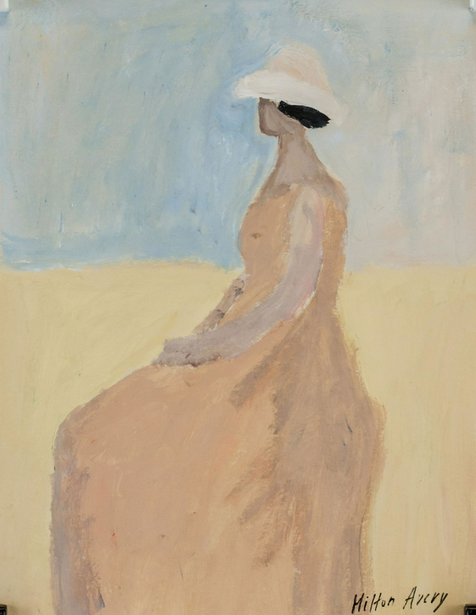 American Modernist Gouache Paper Signed Illegibly (1 of 8)